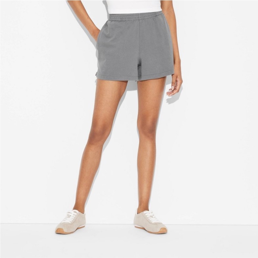 Women's Mid-Rise Dorm Shorts - Wild Fable Gray S: Cotton Jersey,  3.5" Inseam - Picture 2 of 5